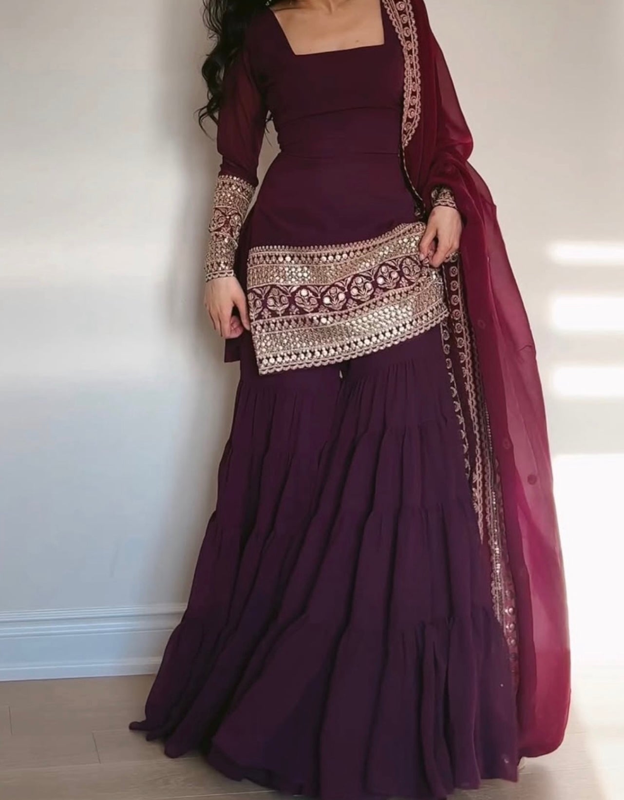 Rooha Sharara Set 3PC Available in 5 Colours
